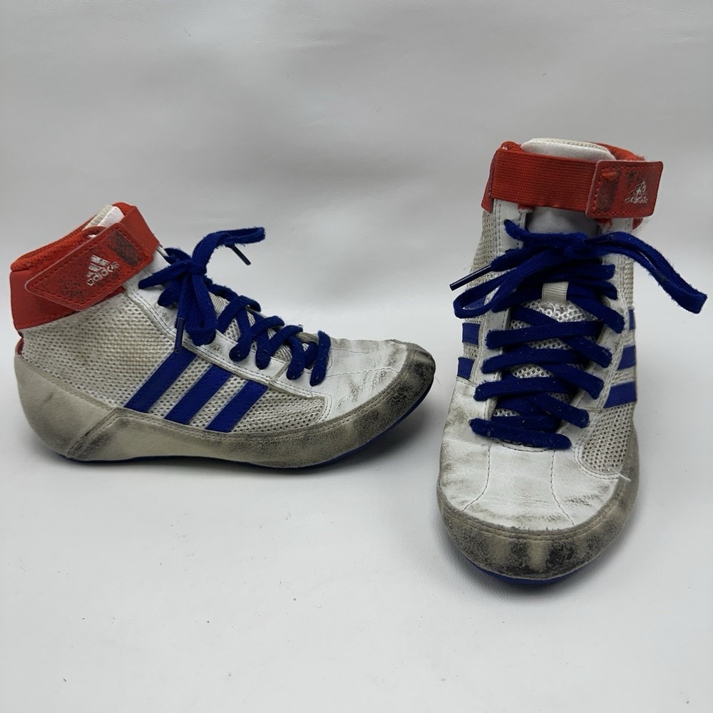 Adidas G25909 HVC K Youth White Royal Red Kids Wrestling Shoes Size 1.5